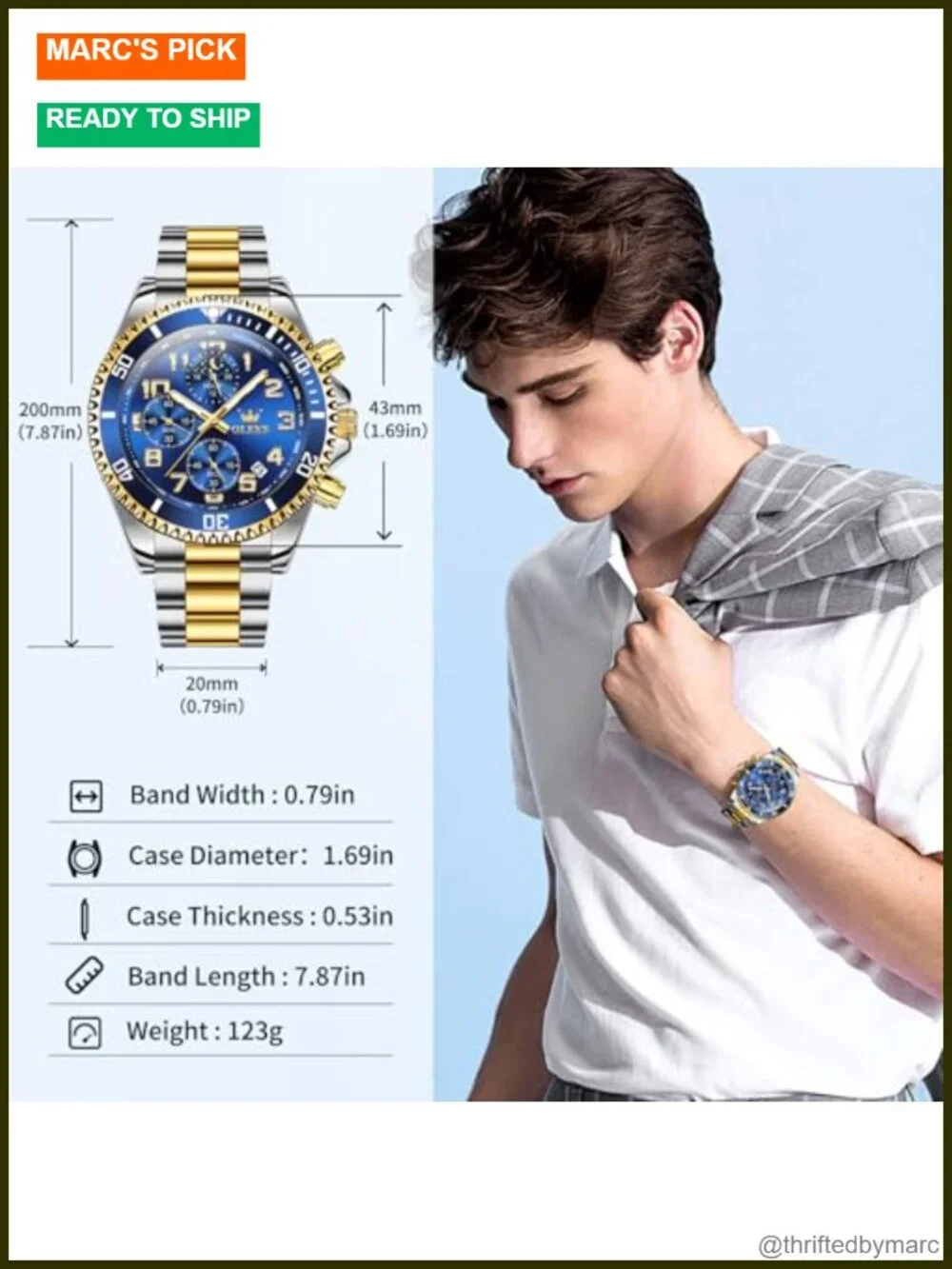 Stainless Steel Dress Watch with Date Chronograph Water Resistant